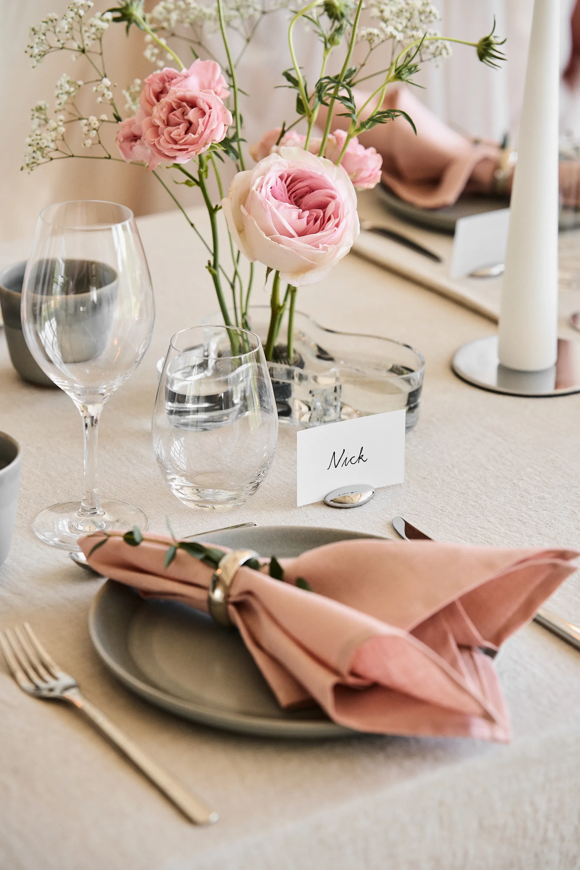 Serviettes de table Clean 45 x 45 cm lot de 4, rose poussiéreux Scandi Living