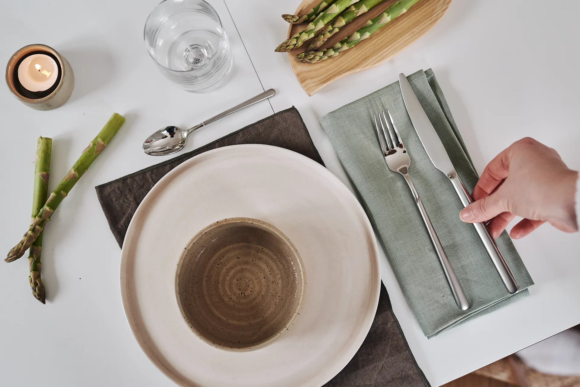 Serviettes de table Clean 45 x 45 cm lot de 4, vert poussiéreux Scandi Living