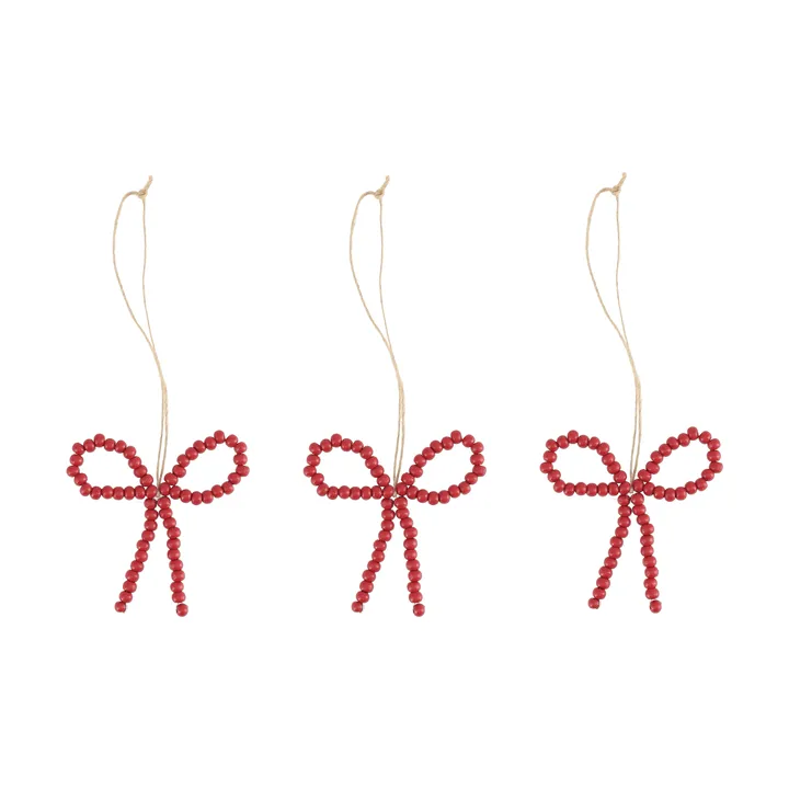 Suspension de sapin nœud Craft Lot de 3 - Rouge - Scandi Living