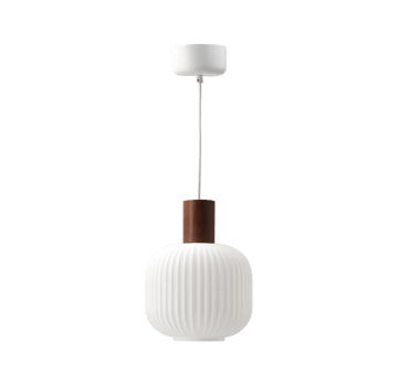 Suspension Fair Ø20 cm - Verre dépoli – frêne teinté foncé - Scandi Living