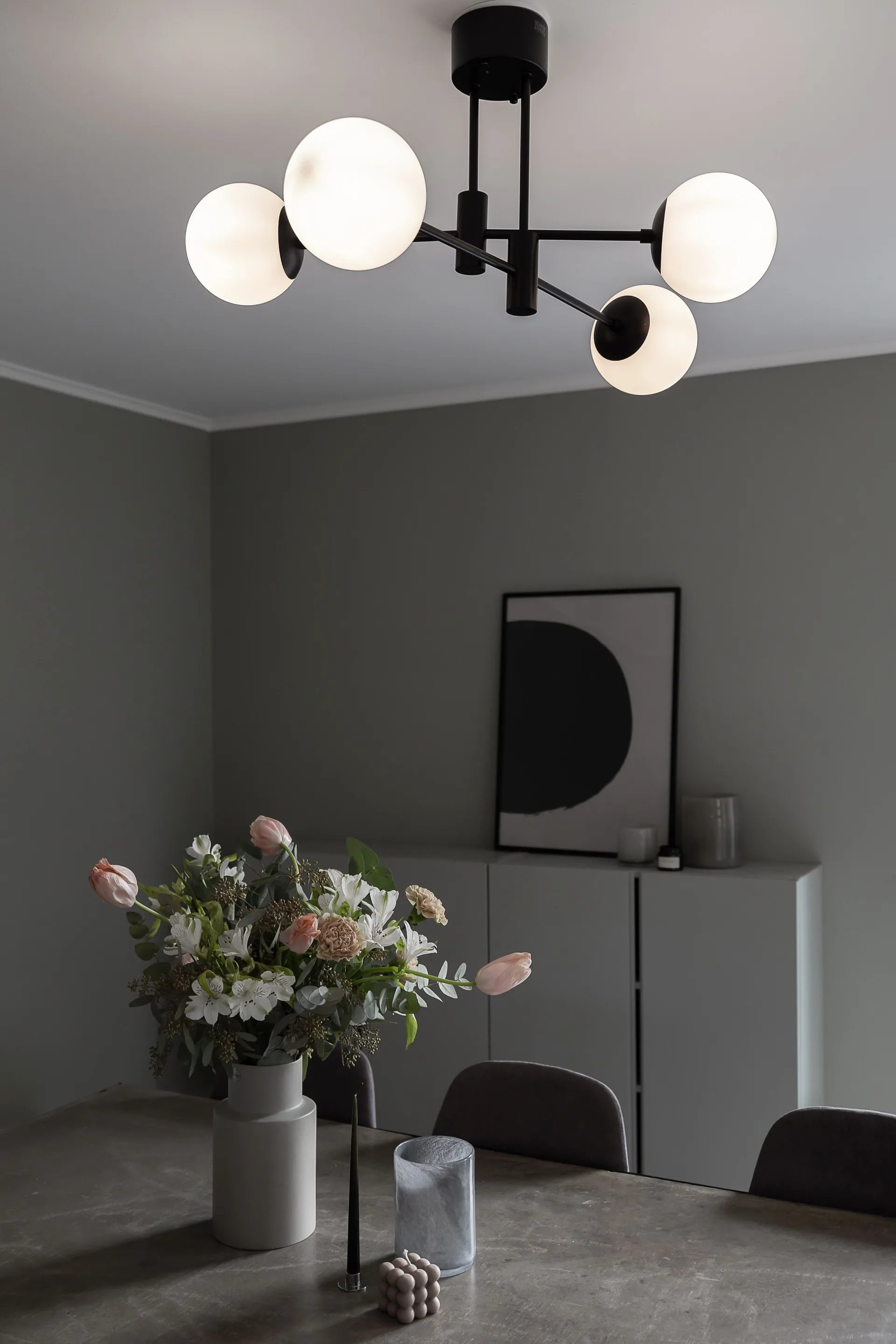 Suspension Solar noir 73 cm, Blanc givré Scandi Living