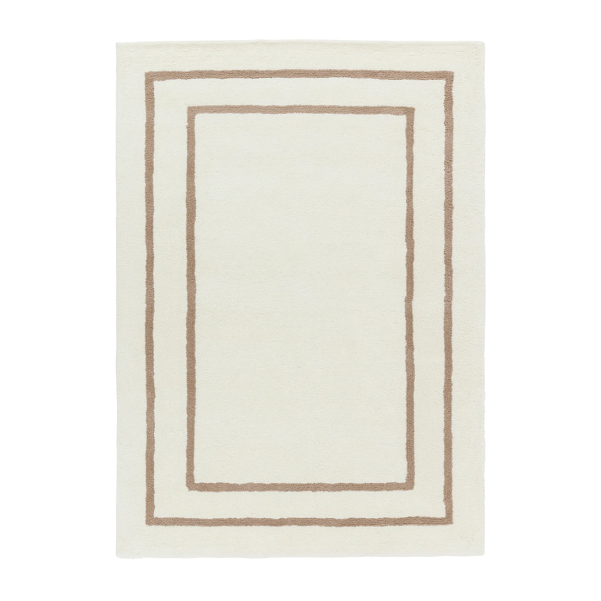 Tapis en laine Borders, Blanc-beige 170x240 cm Scandi Living
