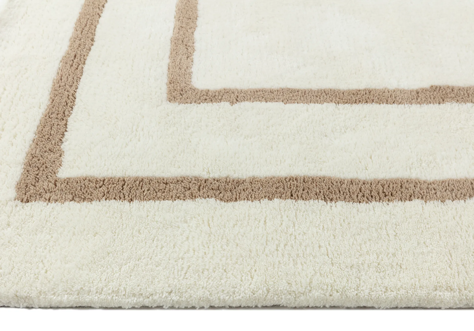 Tapis en laine Borders, Blanc-beige 170x240 cm Scandi Living
