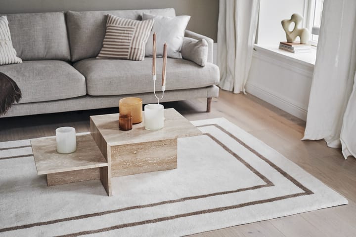 Tapis en laine Borders, Blanc-beige 170x240 cm Scandi Living