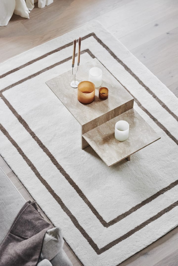 Tapis en laine Borders, Blanc-beige 170x240 cm Scandi Living