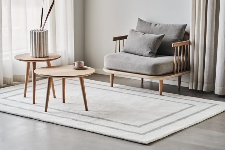 Tapis en laine Borders, Blanc-gris 200x300 cm Scandi Living