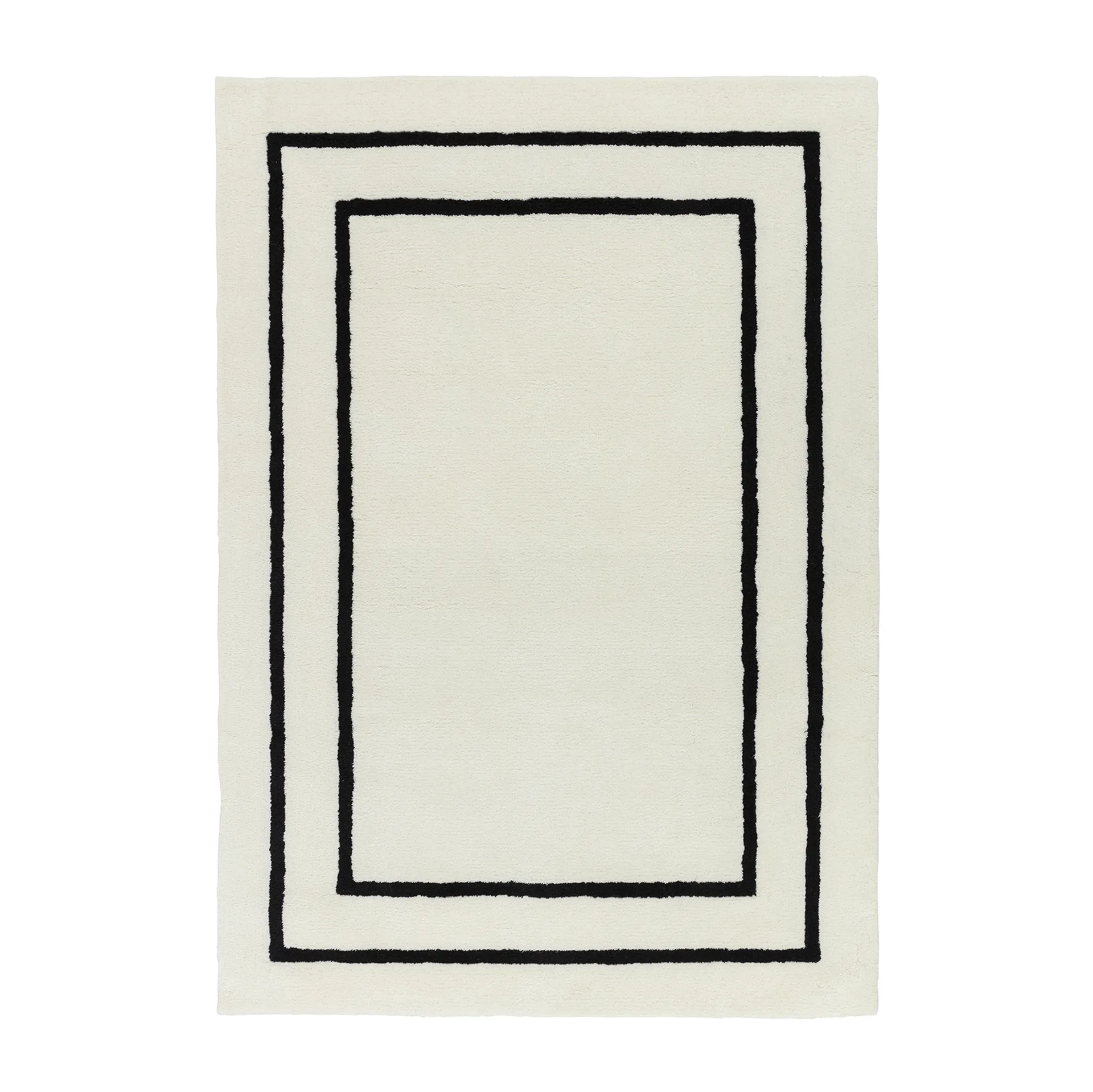 Tapis en laine Borders, Blanc-noir 170x240 cm Scandi Living