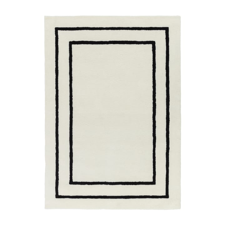 Tapis en laine Borders, Blanc-noir 170x240 cm Scandi Living