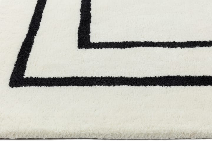 Tapis en laine Borders, Blanc-noir 170x240 cm Scandi Living