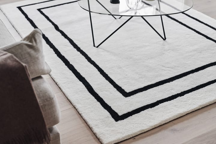 Tapis en laine Borders, Blanc-noir 170x240 cm Scandi Living