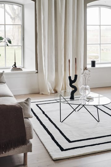 Tapis en laine Borders - Blanc-noir 170x240 cm - Scandi Living