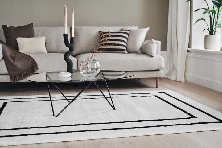 Tapis en laine Borders, Blanc-noir 170x240 cm Scandi Living
