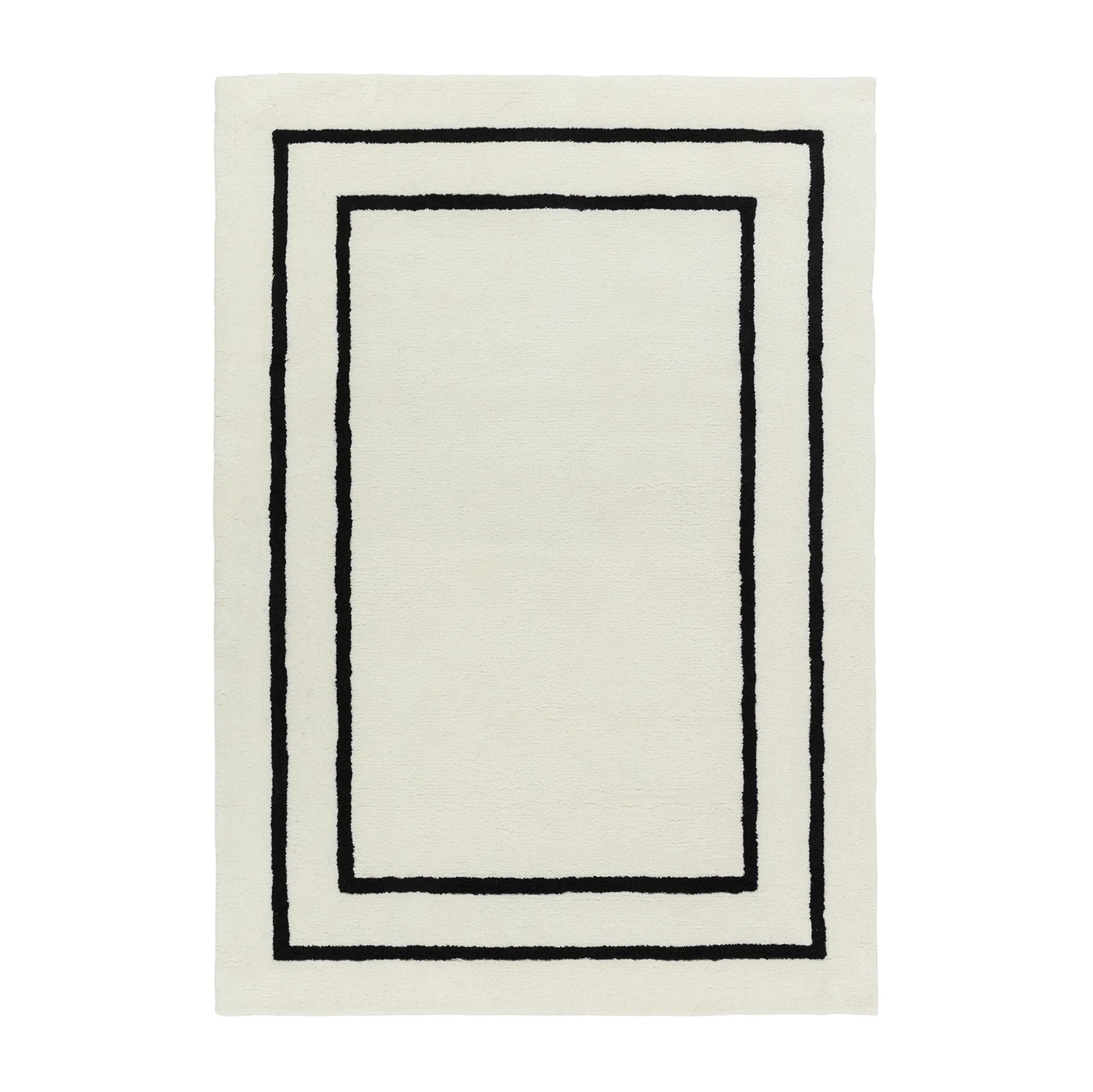 Tapis en laine Borders, Blanc-noir 200x300 cm Scandi Living