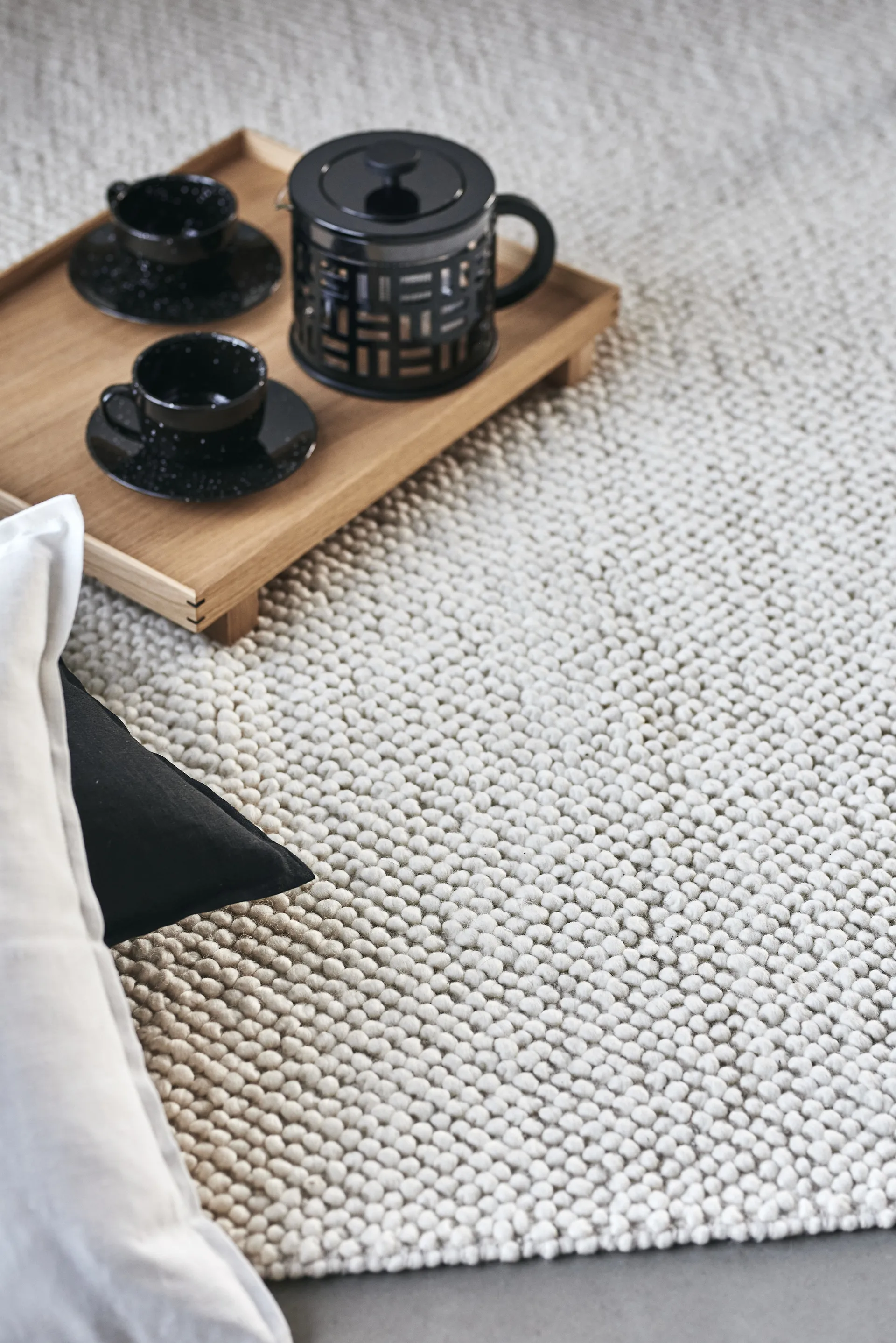 Tapis en laine Flock blanc nature, 170x240 cm Scandi Living