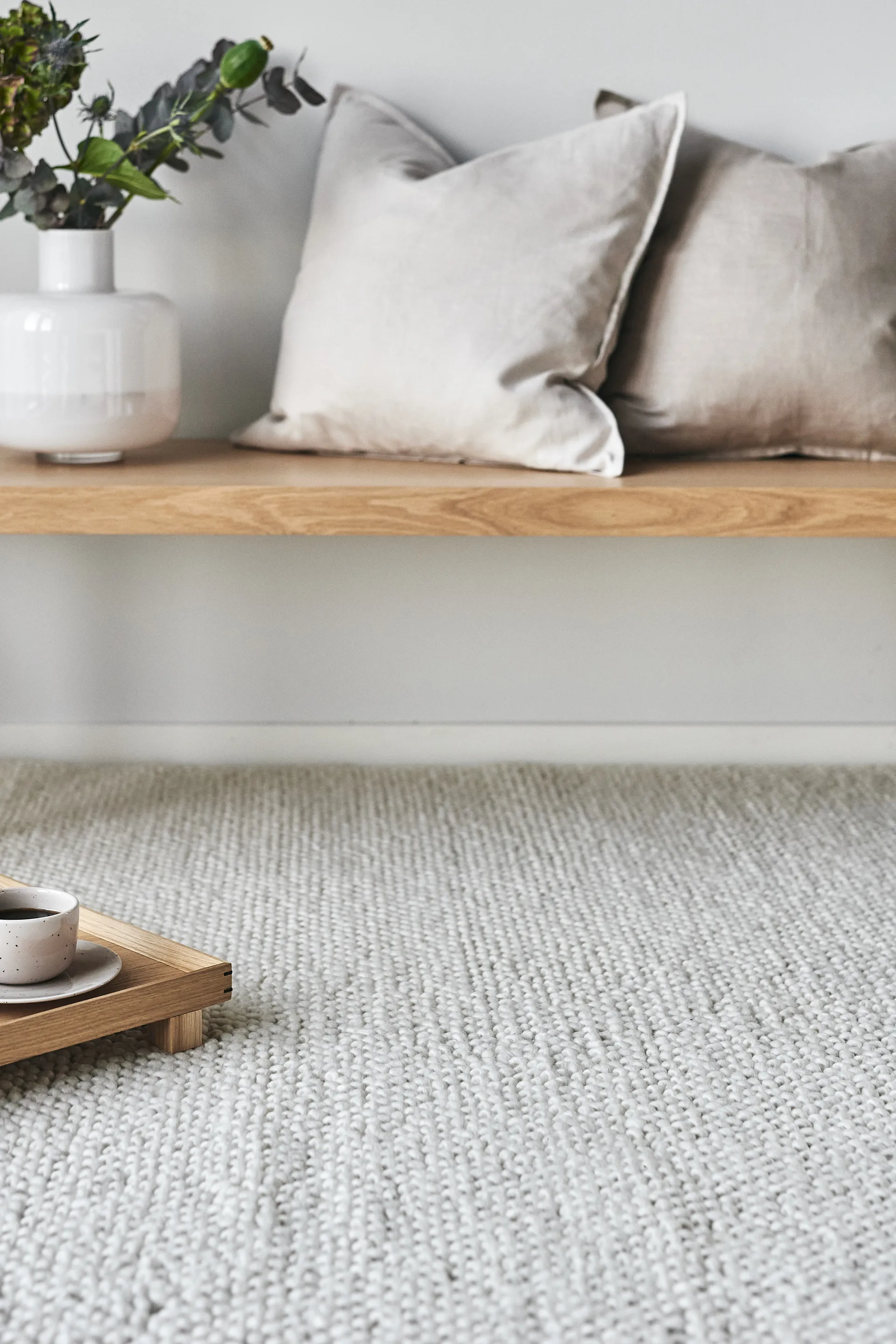 Tapis en laine Flock blanc nature, 170x240 cm Scandi Living