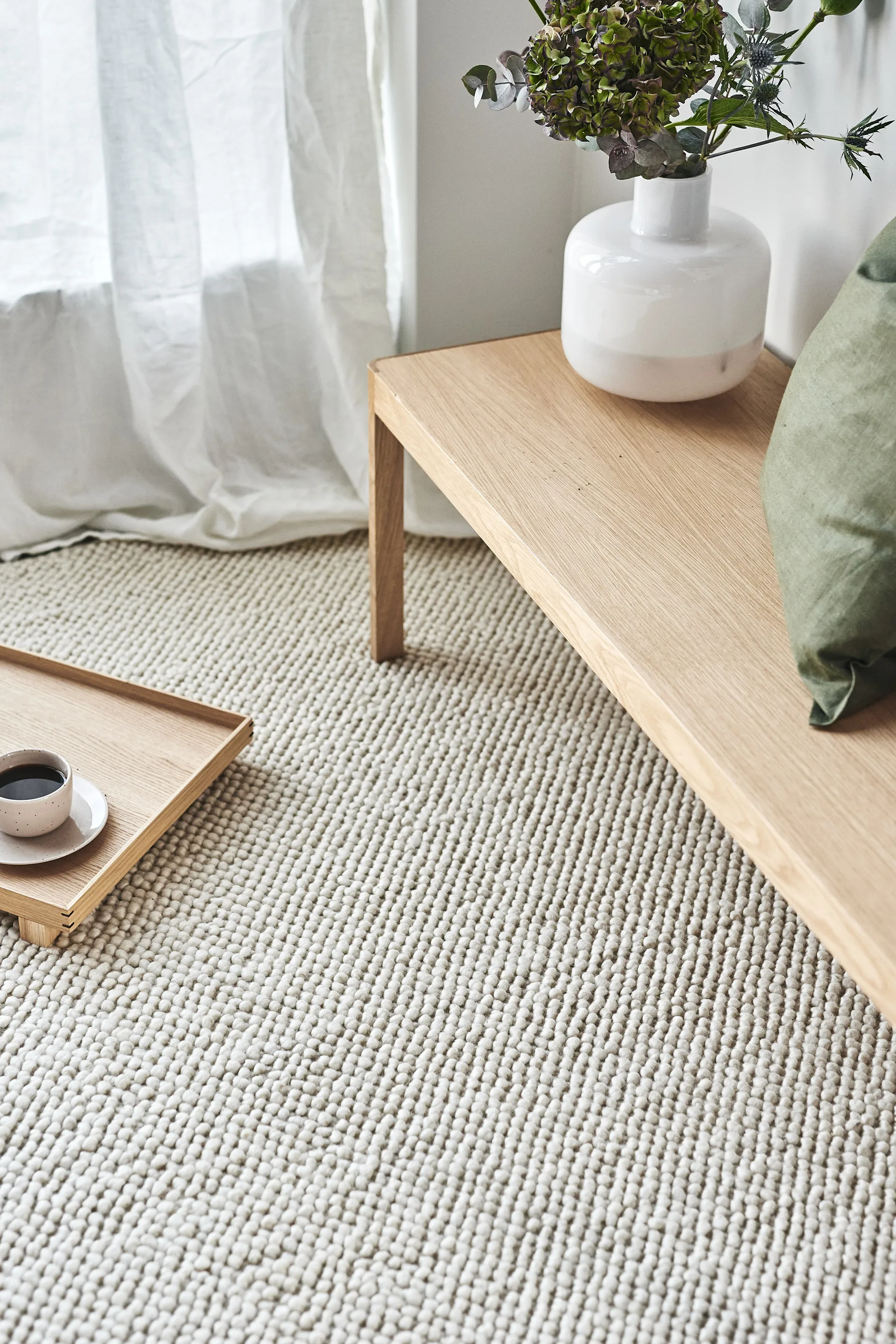 Tapis en laine Flock blanc nature, 170x240 cm Scandi Living