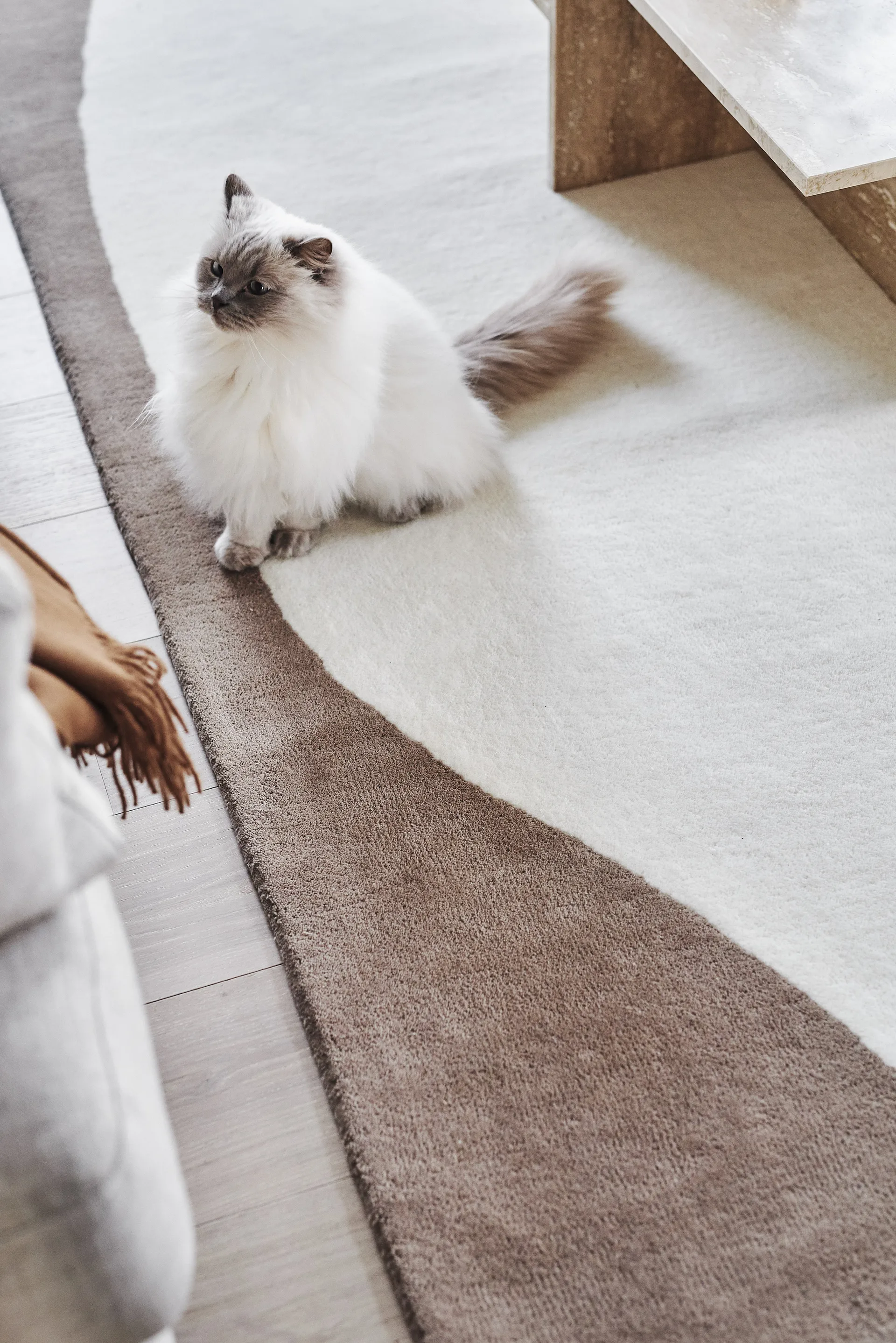 Tapis en laine Flow blanc-beige, 200x300 cm Scandi Living