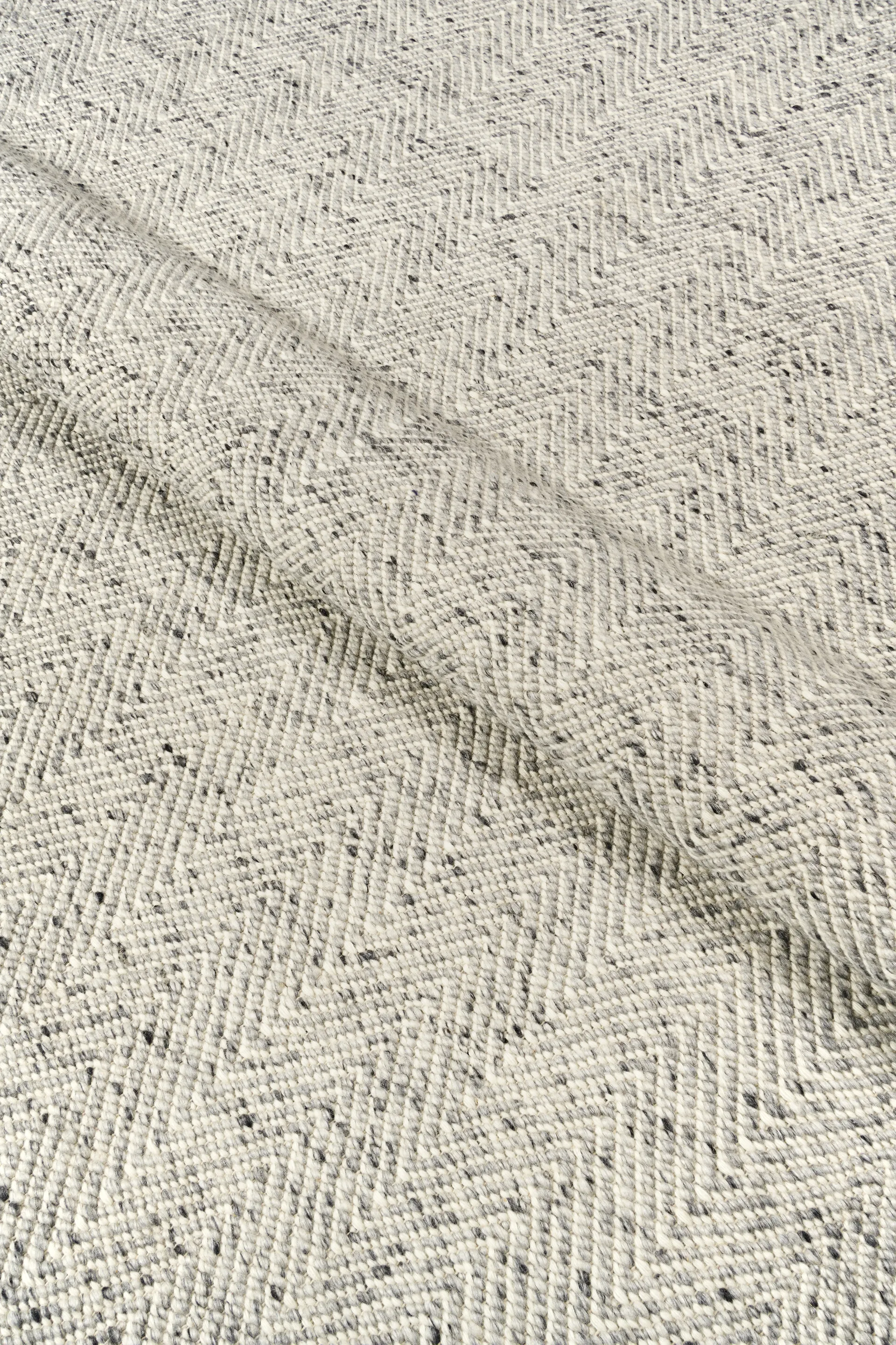 Tapis en laine Furrow blanc nature/gris, 80x240 cm Scandi Living