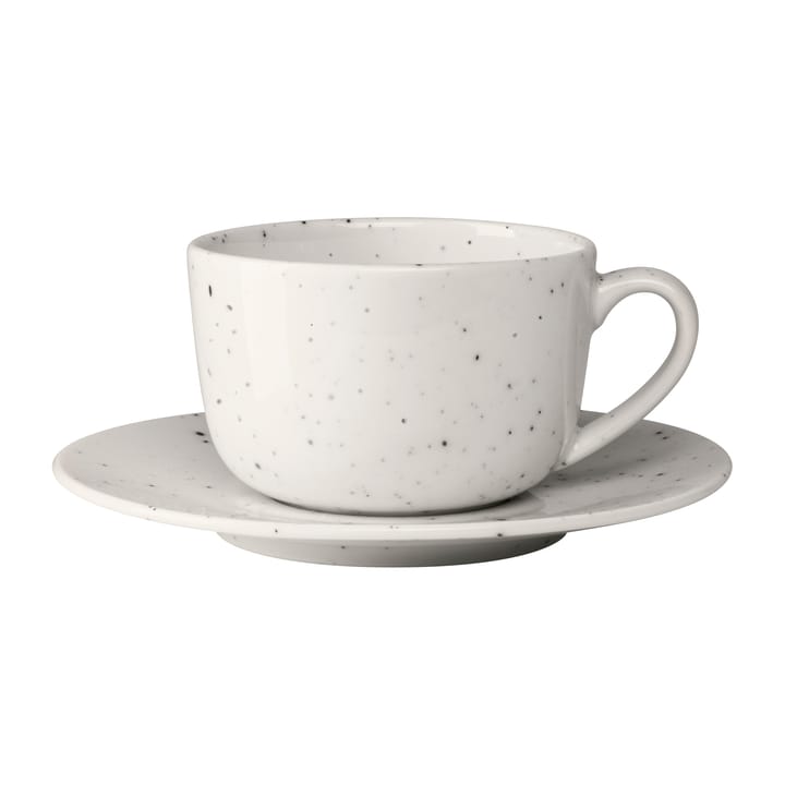 Tasse avec soucoupe Freckle 26 cl - Blanc - Scandi Living