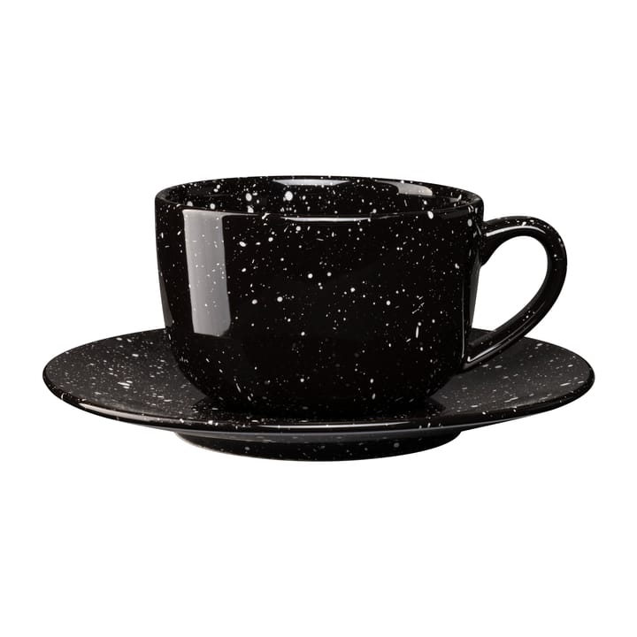 Tasse avec soucoupe Freckle 26 cl - Noir - Scandi Living