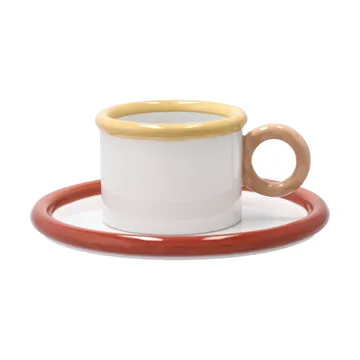 Tasse Chunky avec soucoupe - Rouge-jaune - Scandi Living