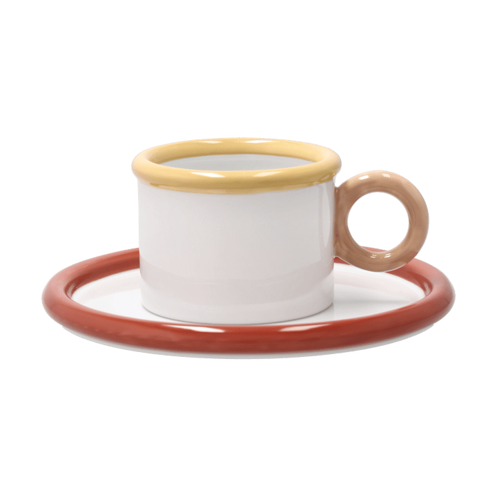 Tasse Chunky avec soucoupe - Rouge-jaune - Scandi Living
