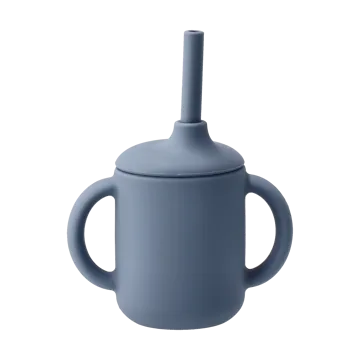 Tasse Idun avec paille en silicone 120 ml - Bleu - Scandi Living