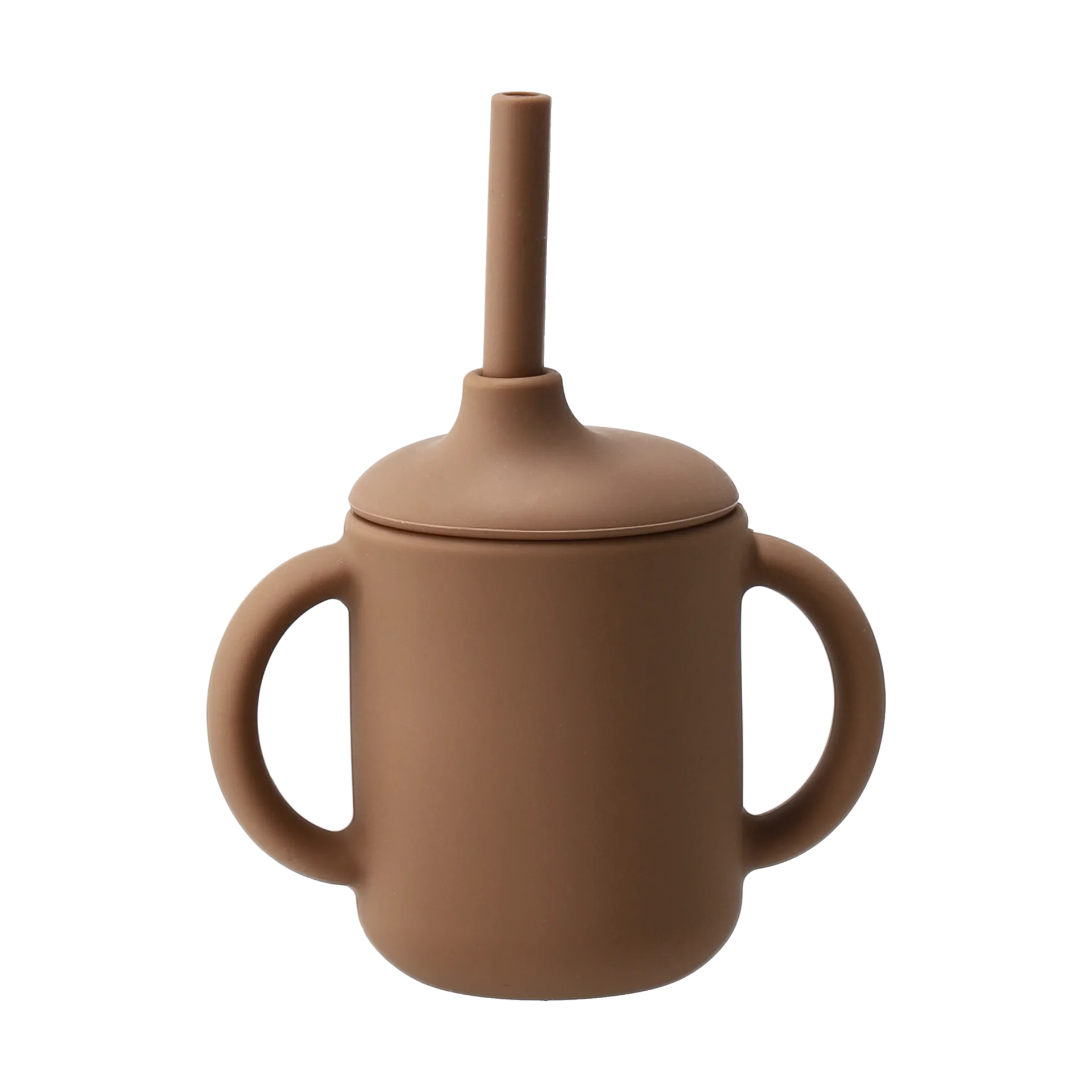 Tasse Idun avec paille en silicone 120 ml, Noisette Scandi Living