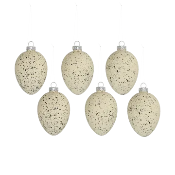 Œufs en verre Brooding 8 cm lot de 6 - Beige - Scandi Living