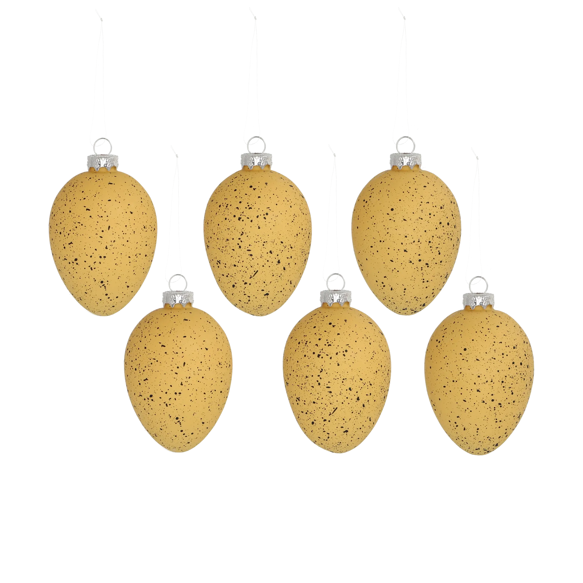 Œufs en verre Brooding 8 cm lot de 6, Jaune Scandi Living