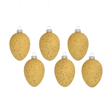 Œufs en verre Brooding 8 cm lot de 6 - Jaune - Scandi Living