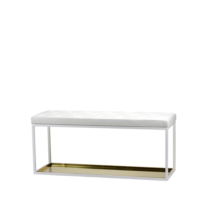 Banc 11 - blanc, cuir blanc, plaque en laiton - Scherlin