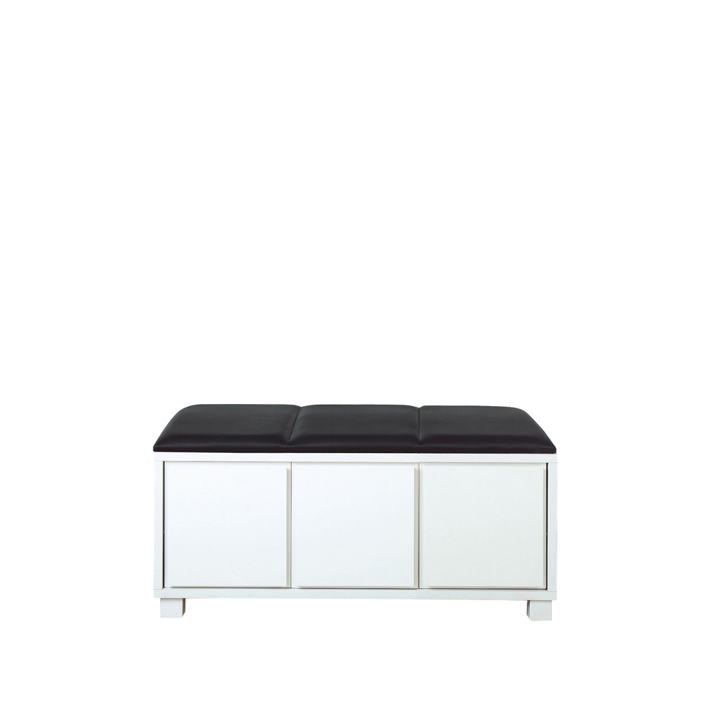 Scherlin Banc 6 cuir noir, structure blanche | Design Scandinave | Bancs | Noir