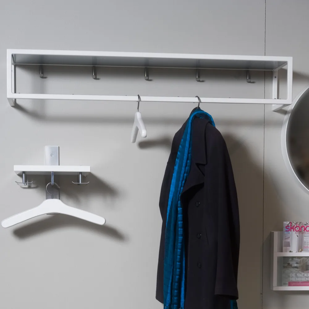 Étagère d'entrée 11, Laqué blanc, plateau en zinc Scherlin