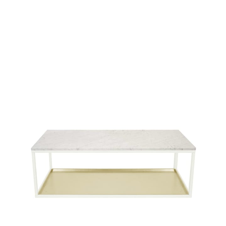 Table basse 11 - marbre blanc, structure laquée blanc, plateau en laiton - Scherlin