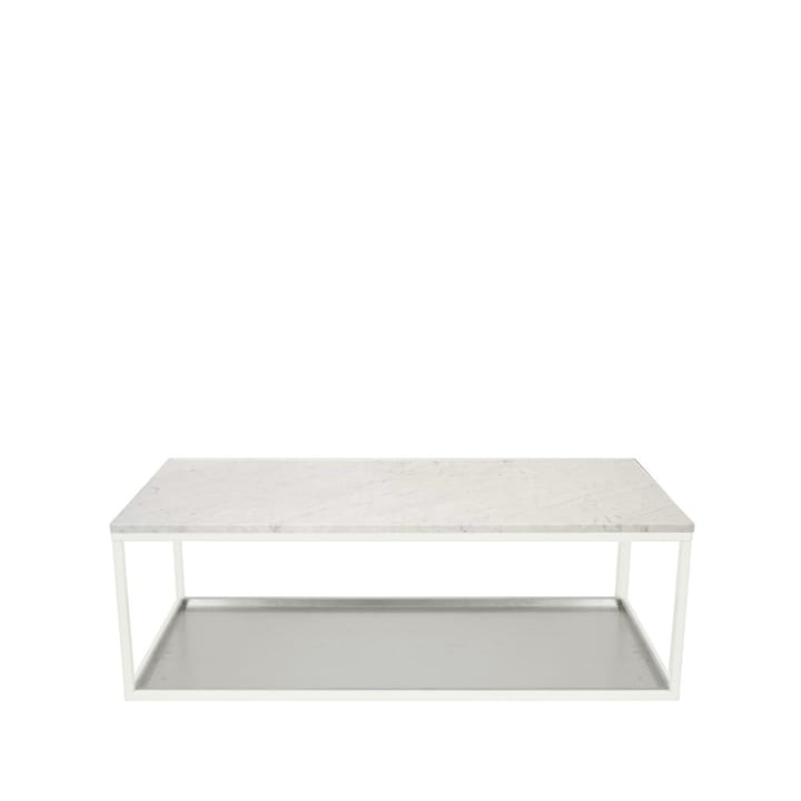 Table basse 11 - marbre blanc, structure laquée blanc, plateau en zinc - Scherlin