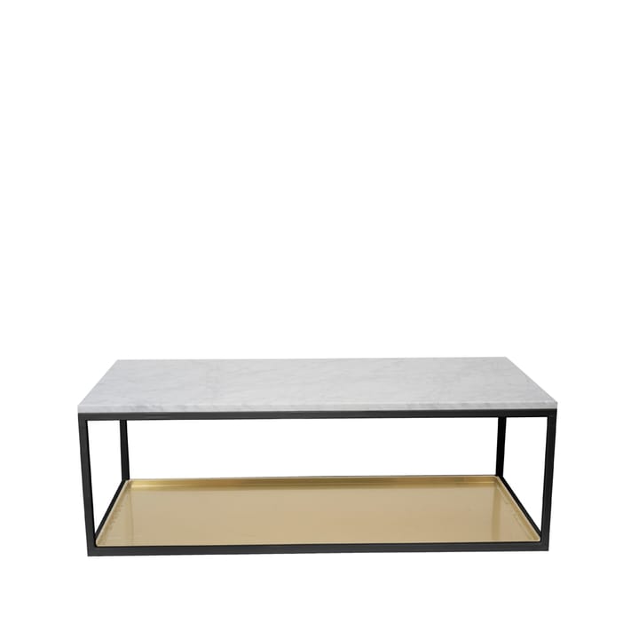 Table basse 11 - marbre blanc, structure laquée noir, plateau en laiton - Scherlin