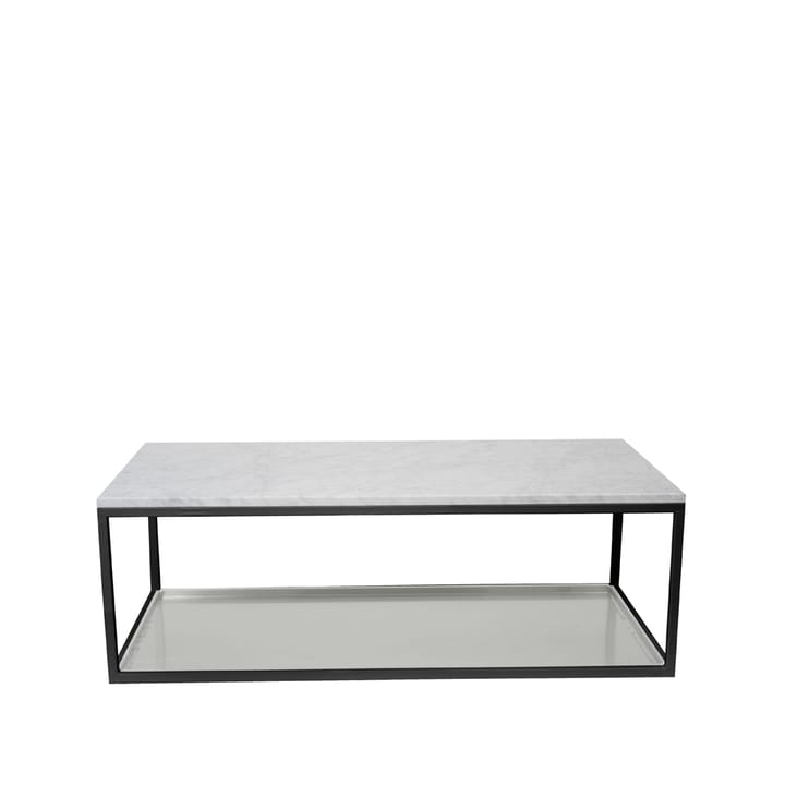 Table basse 11 - marbre blanc, structure laquée noir, plateau en zinc - Scherlin