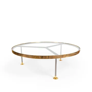 Table basse 14 - verre, structure en acier laqué, plaque en laiton - Scherlin