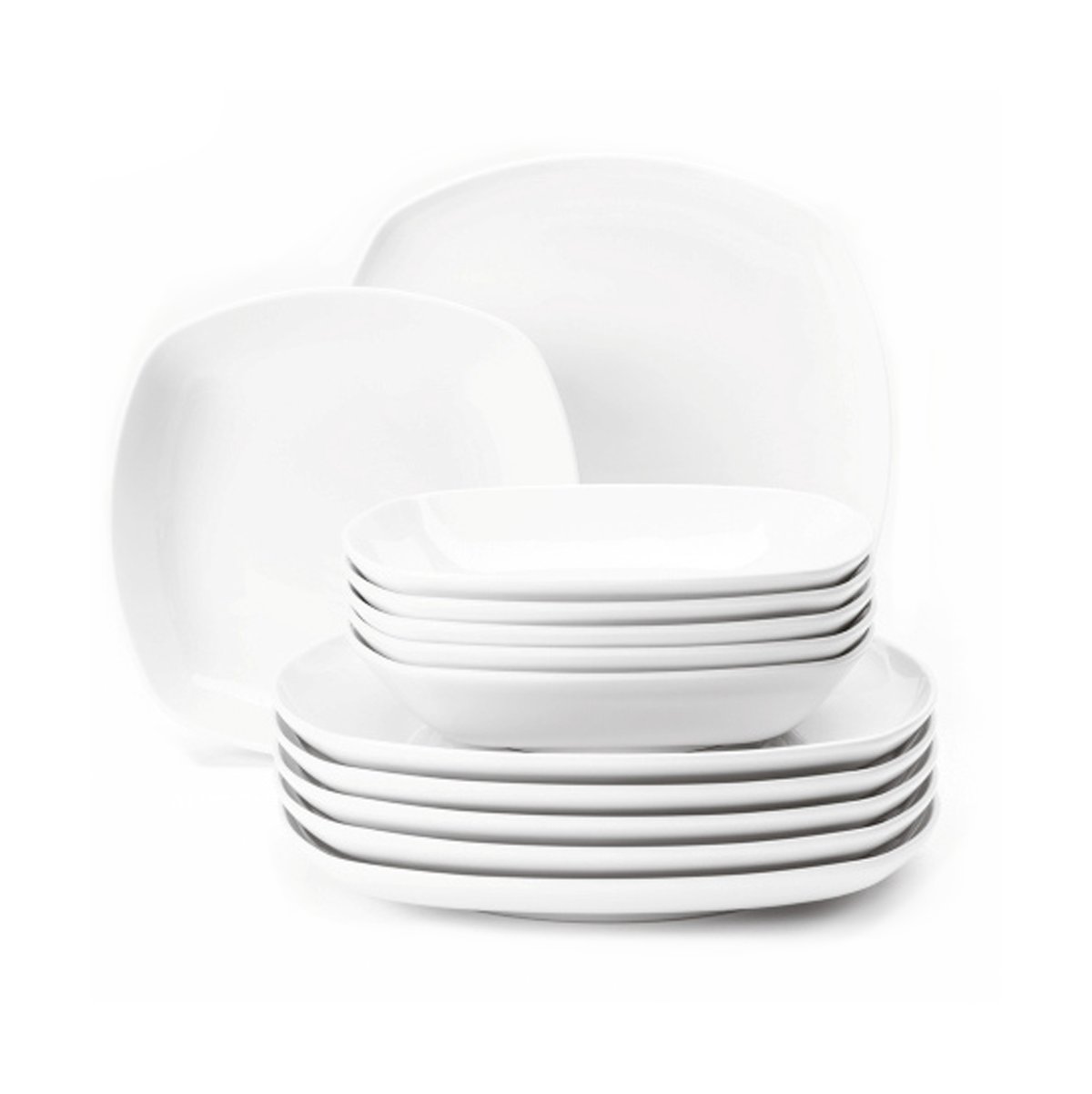 Seltmann Weiden Service de table carré Lido 12 pièces Blanc