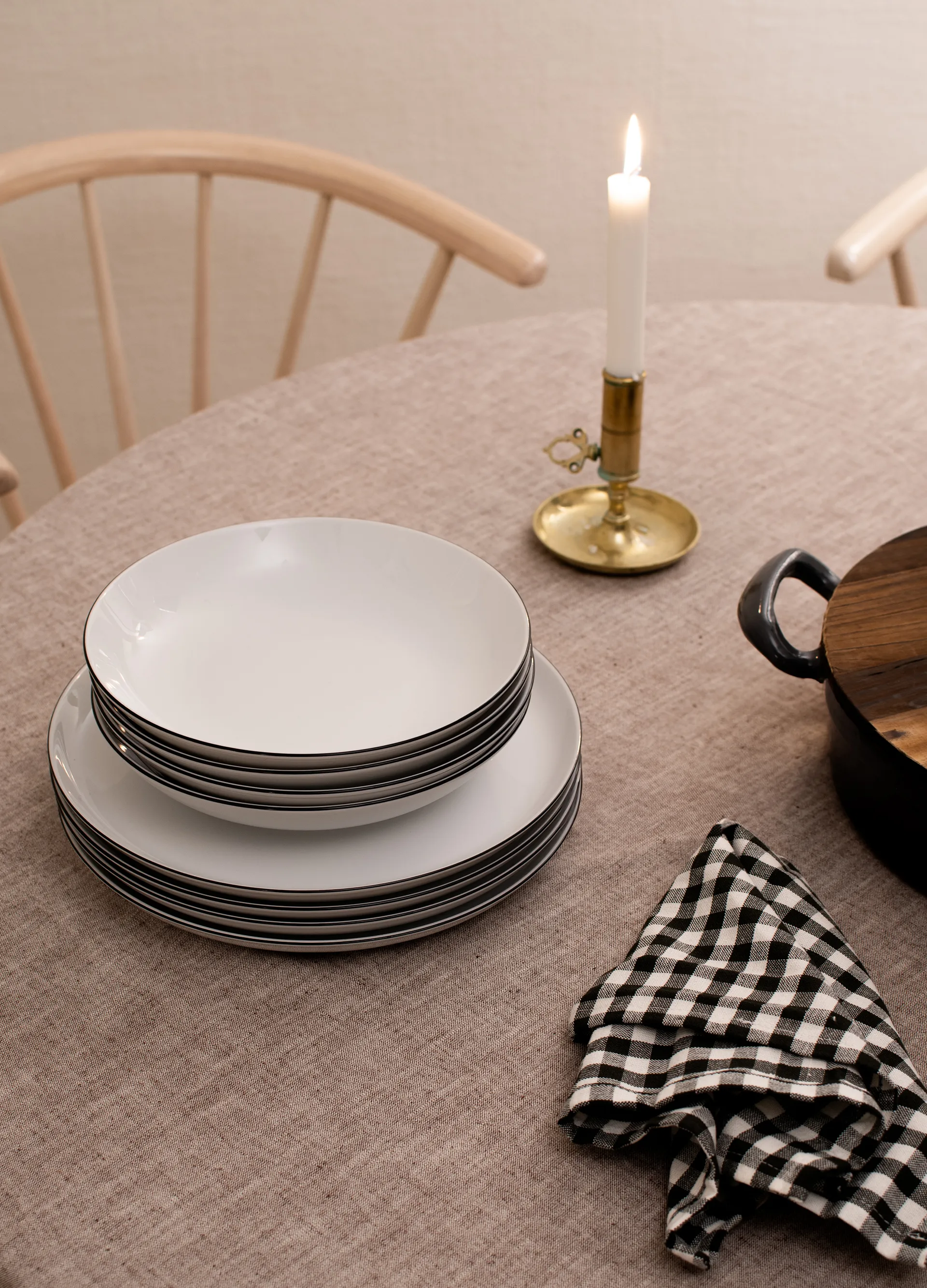 Service de table Lido black line 12 pièces, Blanc à bordure noire Seltmann Weiden