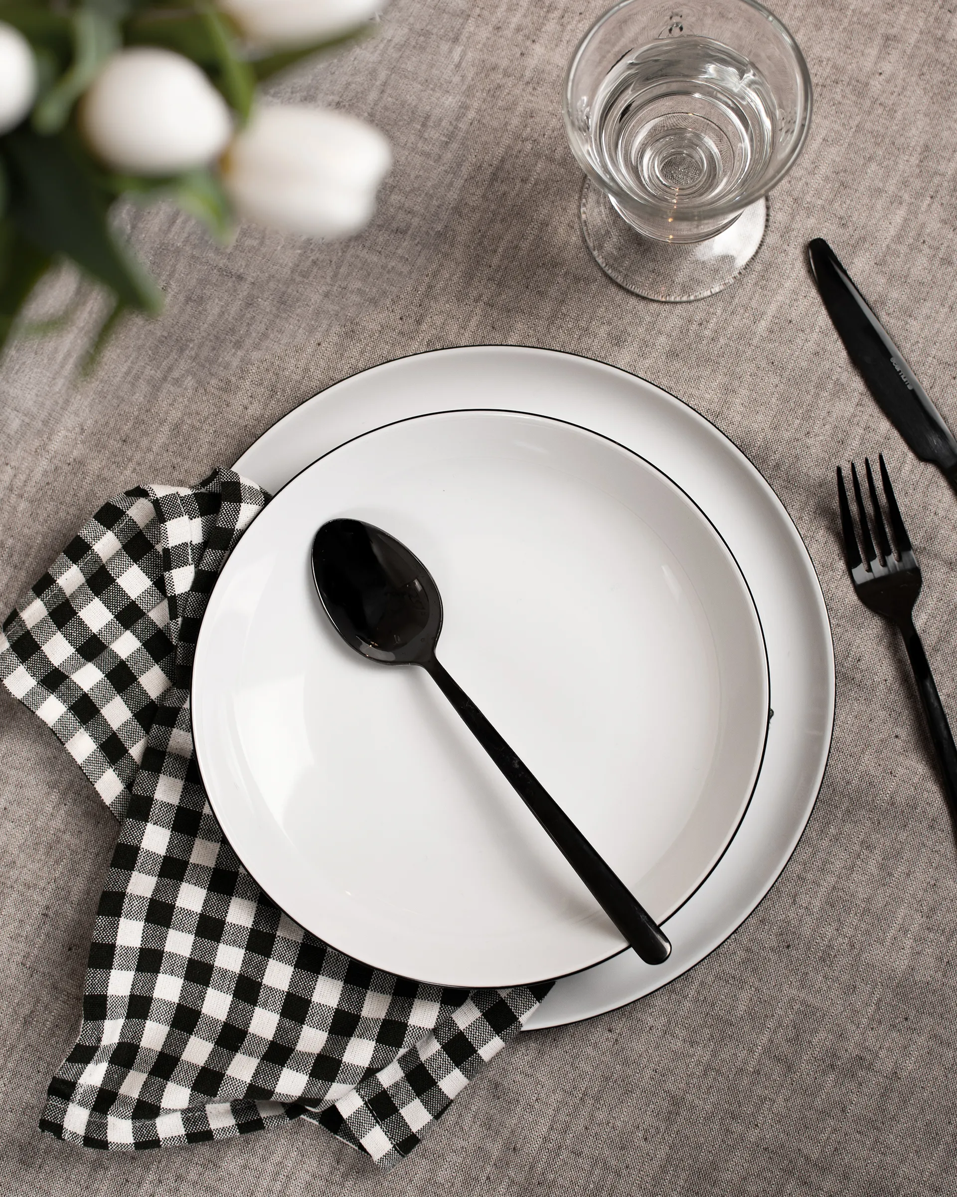 Service de table Lido black line 12 pièces, Blanc à bordure noire Seltmann Weiden