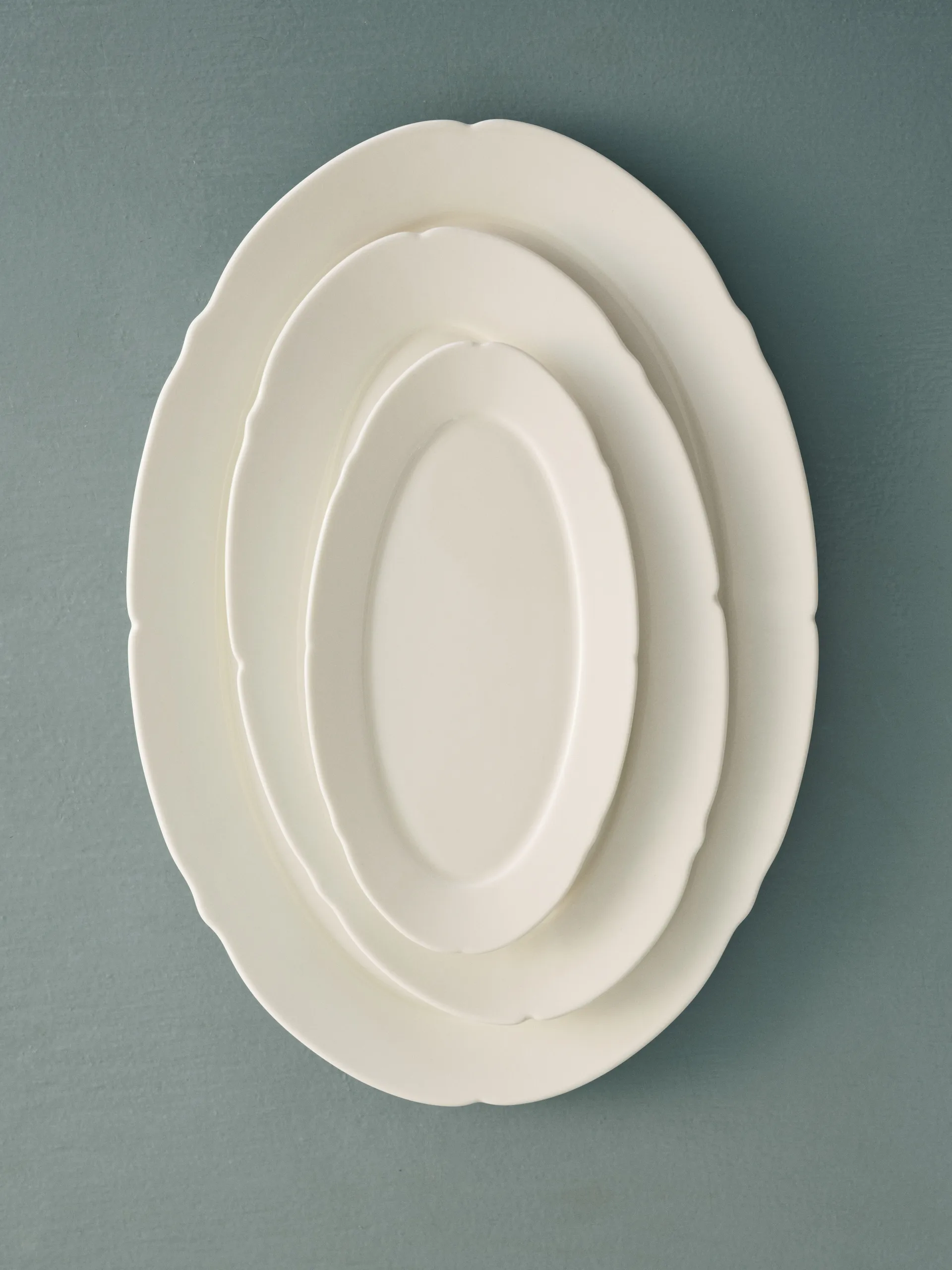 Assiette ovale Silhouette L 21x30 cm lot de 4, Blanc Serax