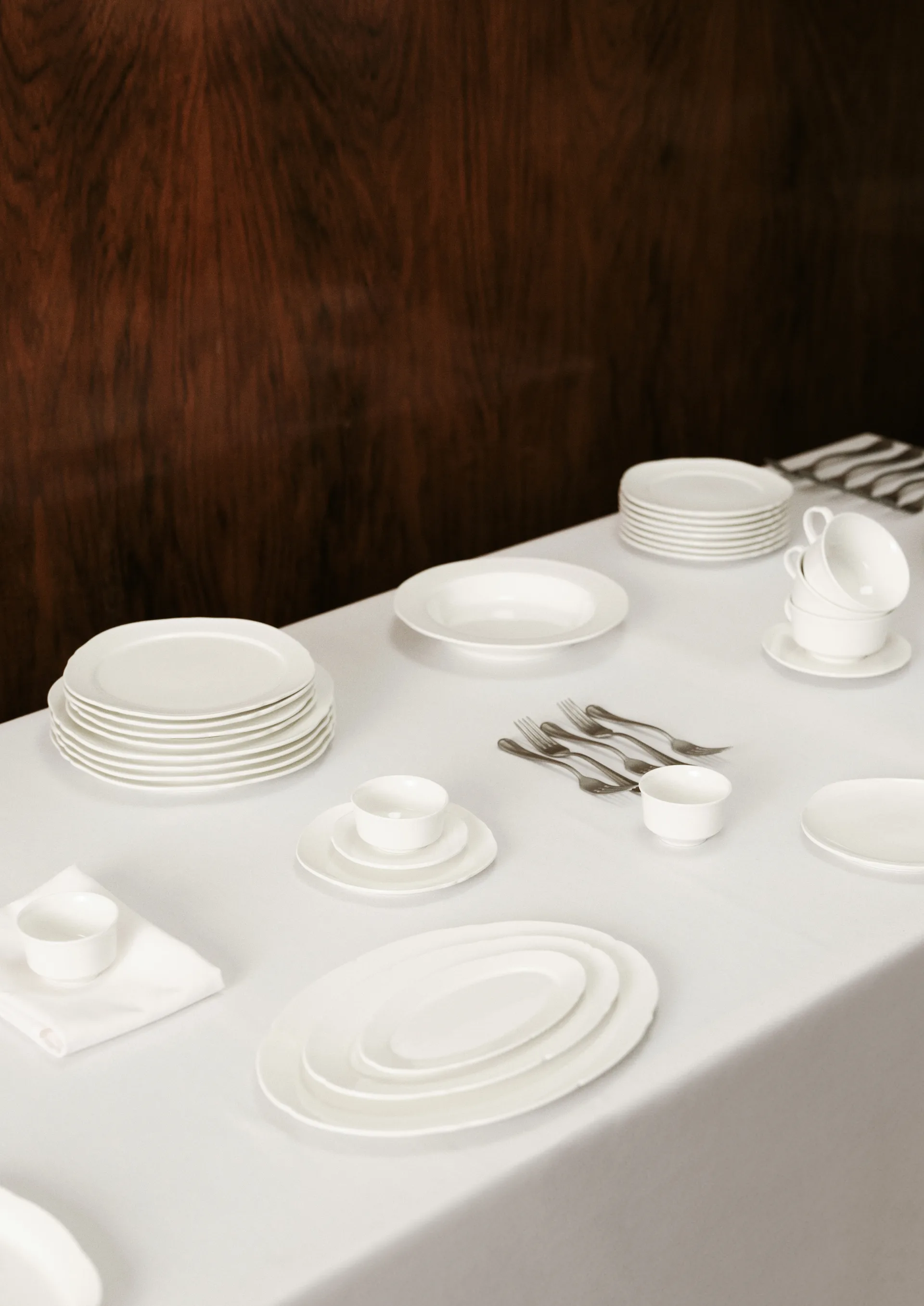 Assiette ovale Silhouette L 21x30 cm lot de 4, Blanc Serax