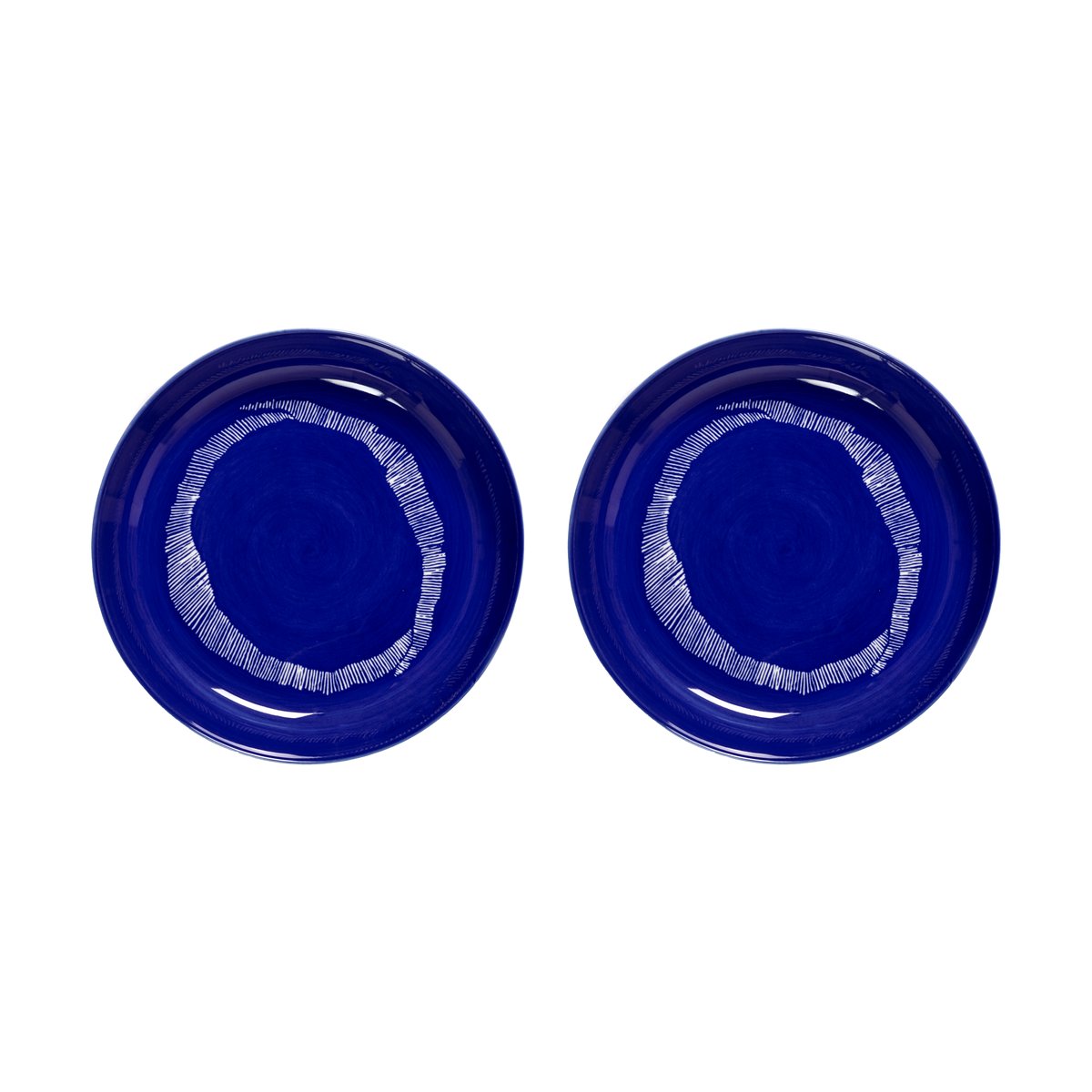 Serax Assiettes creuses Ottolenghi Feast o22 cm lot de 2 Dark blue stripes-white