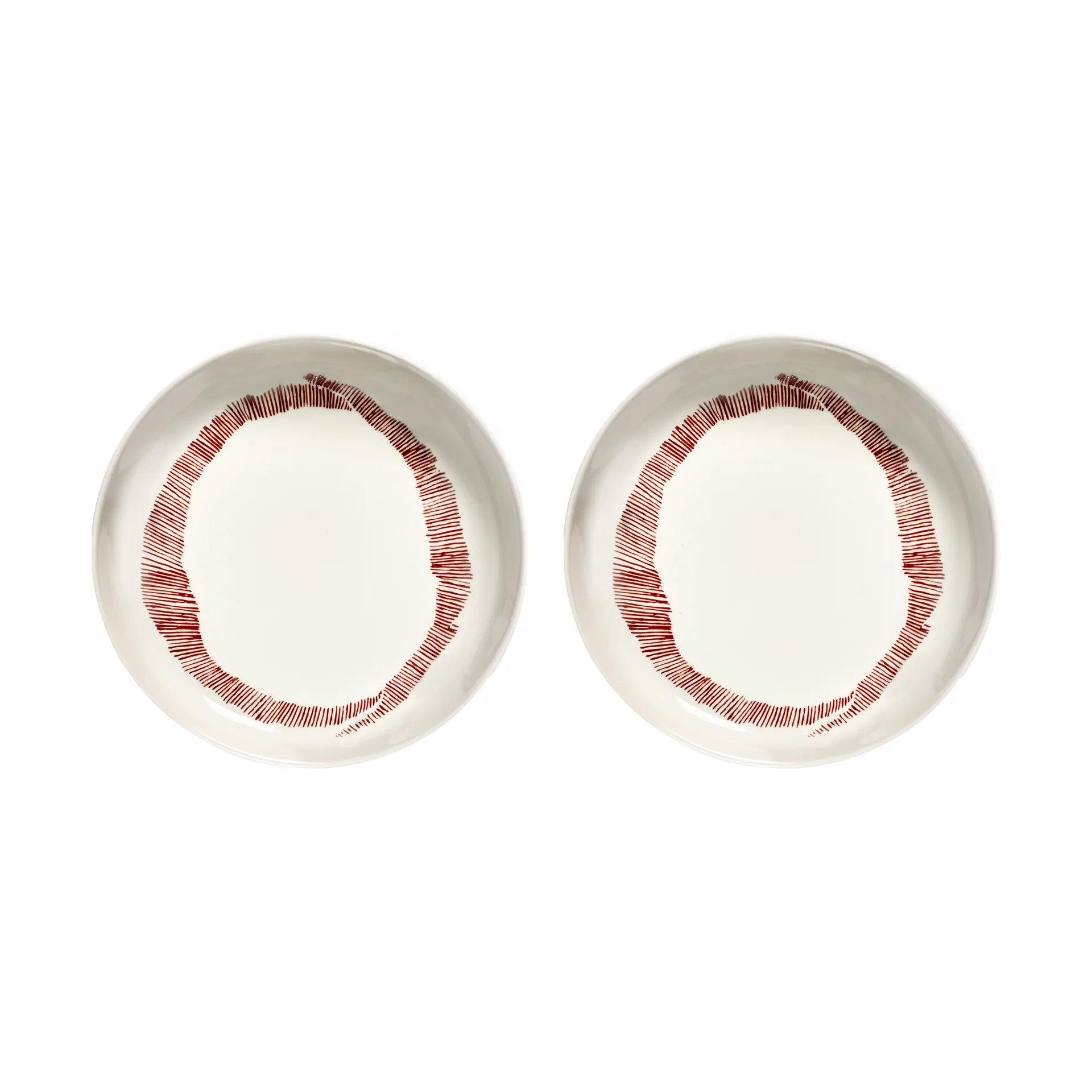 Assiettes creuses Ottolenghi Feast Ø22 cm lot de 2, White stripes-red Serax
