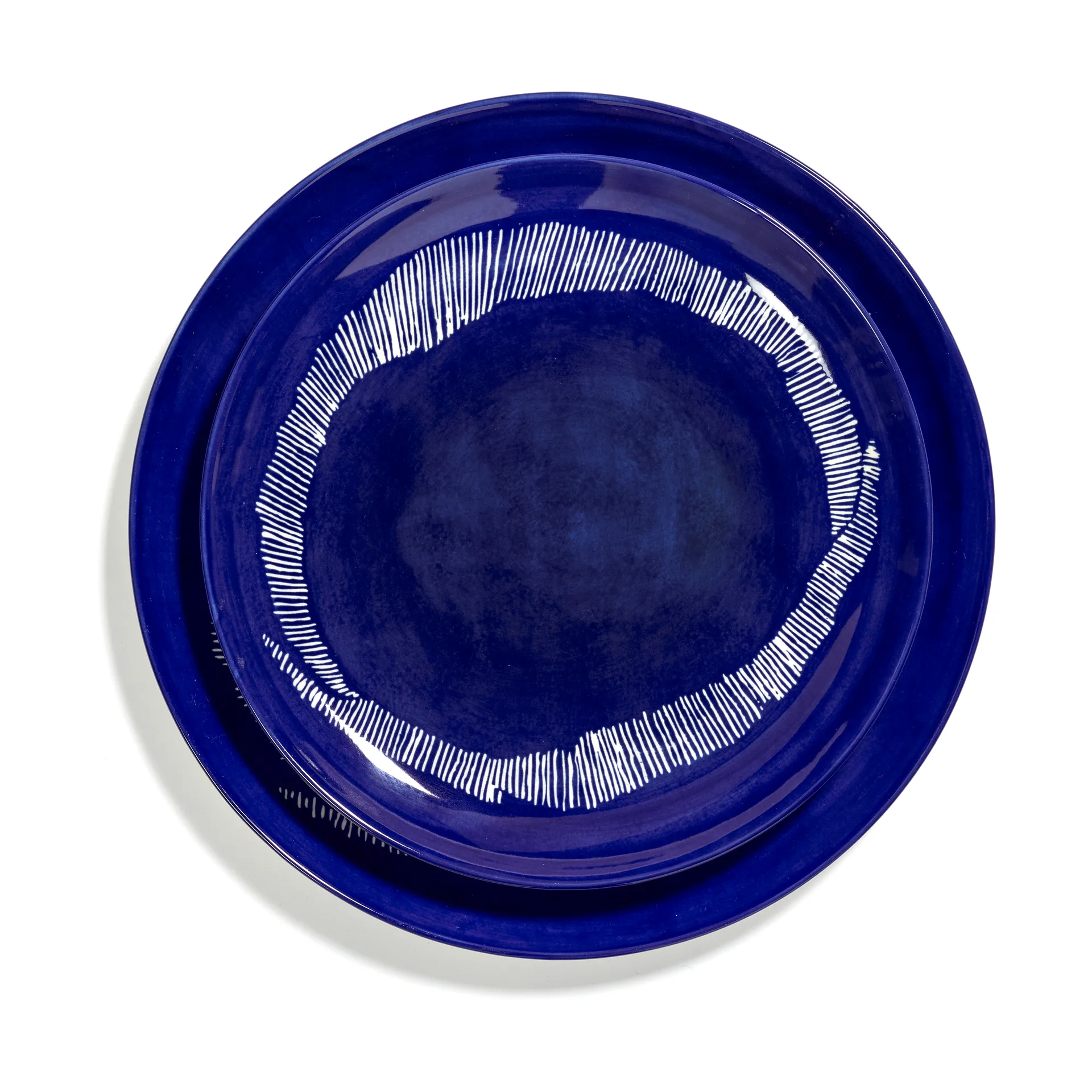 Assiettes Ottolenghi Feast M Ø22,5 cm lot de 2, Dark blue stripes-white Serax