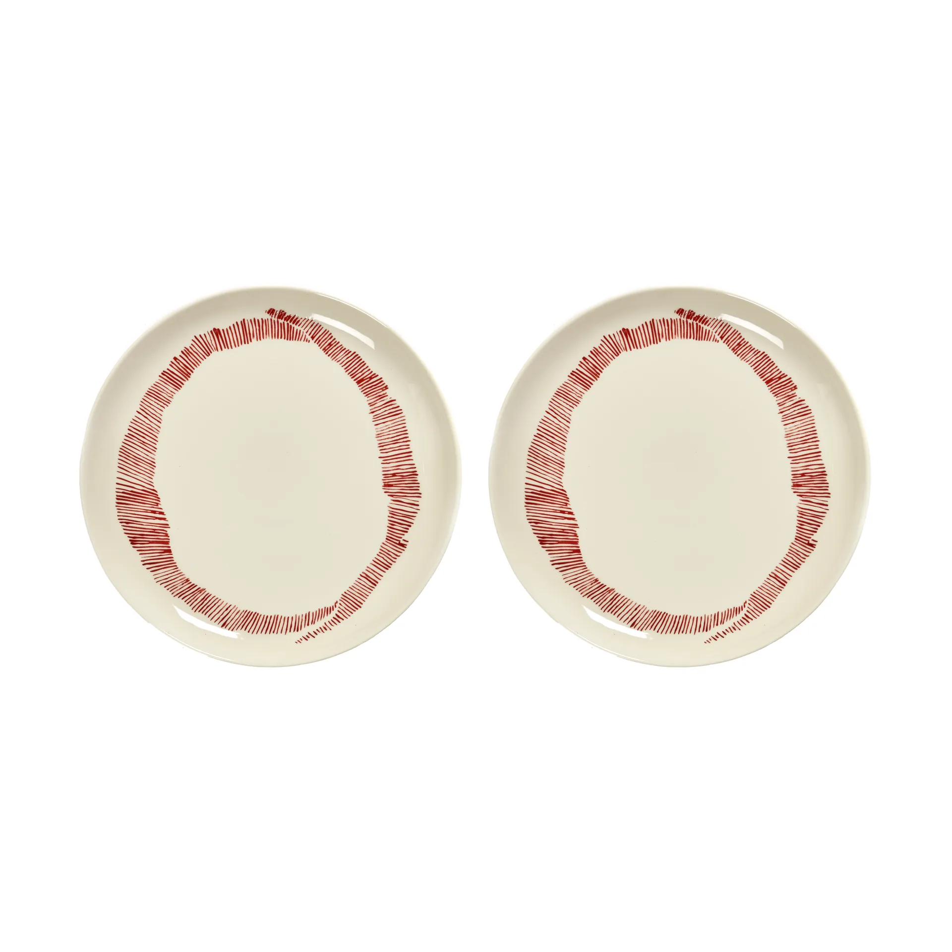Assiettes Ottolenghi Feast M Ø22,5 cm lot de 2, White stripes-red Serax