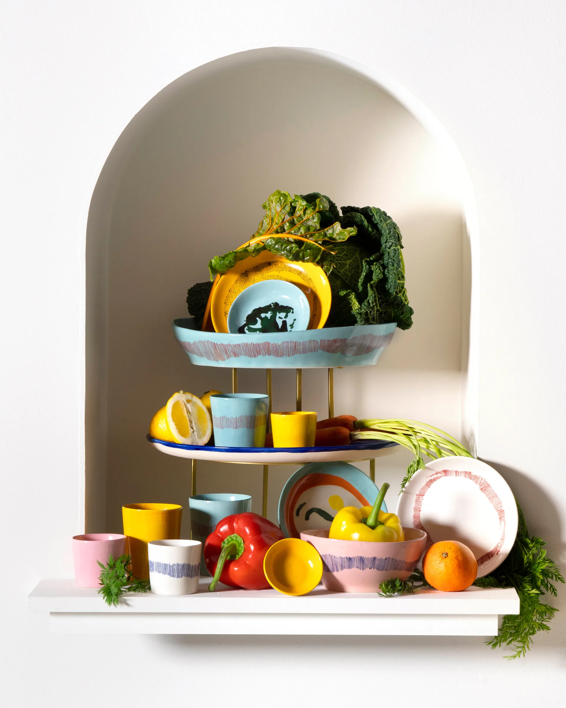 Assiettes Ottolenghi Feast S Ø19 cm lot de 2, Yellow stripes-red Serax
