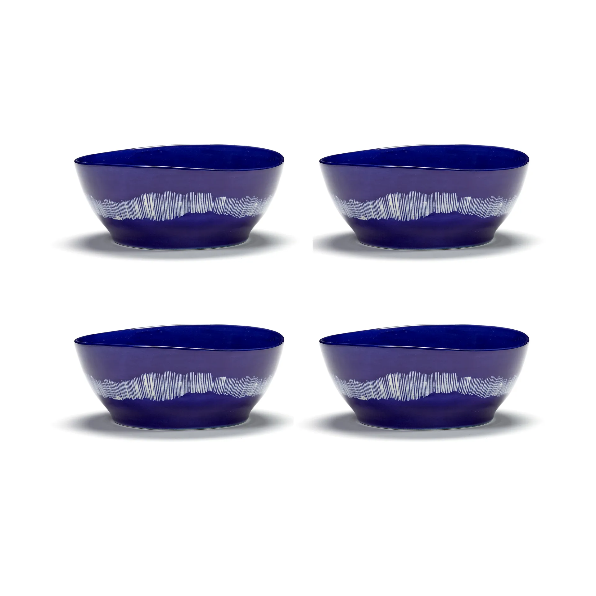 Bol Ottolenghi Feast L Ø17 cm lot de 4, Dark blue stripes-white Serax